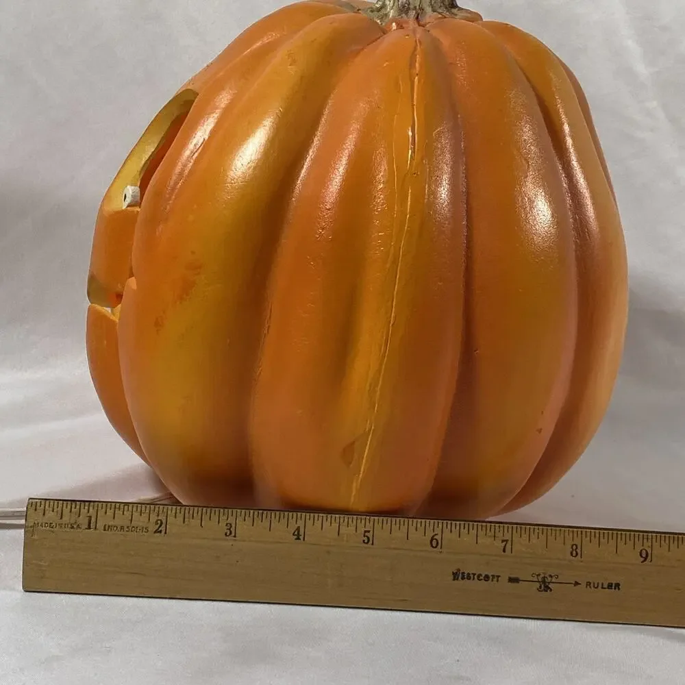 Vintage Trendmasters Blow Mold Light Pumpkin 9” 1995 Jack O Lantern Halloween